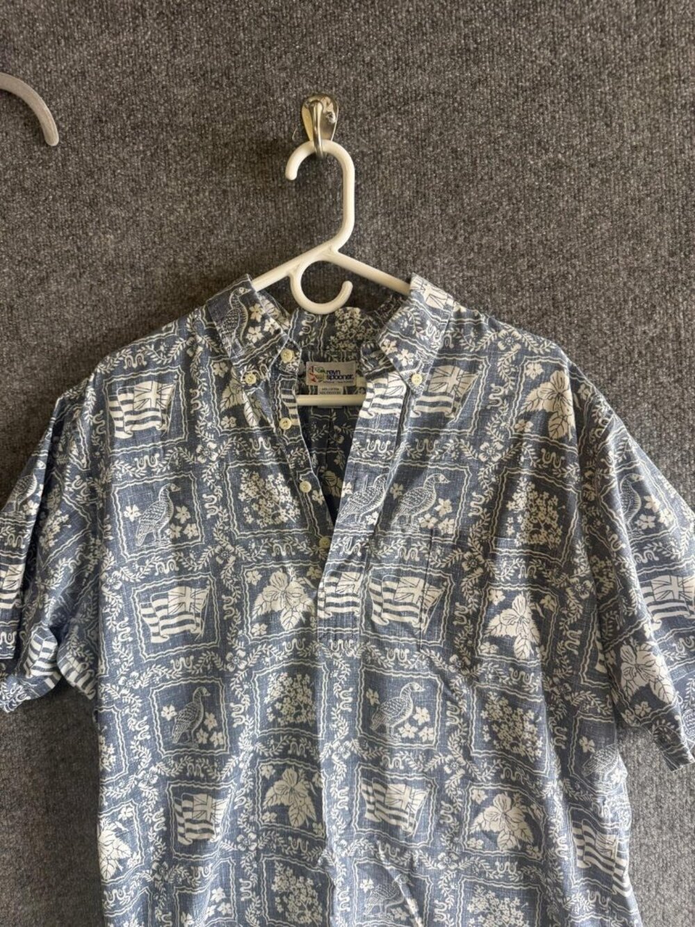 Reyn Spooner Shirt Mens Large Blue Hawaiian Aloha Print Short Sleeve Button Up - Picture 2 of 6